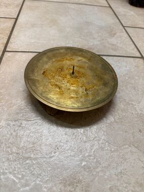 Hosley Brass Candle Holder Footed Plate